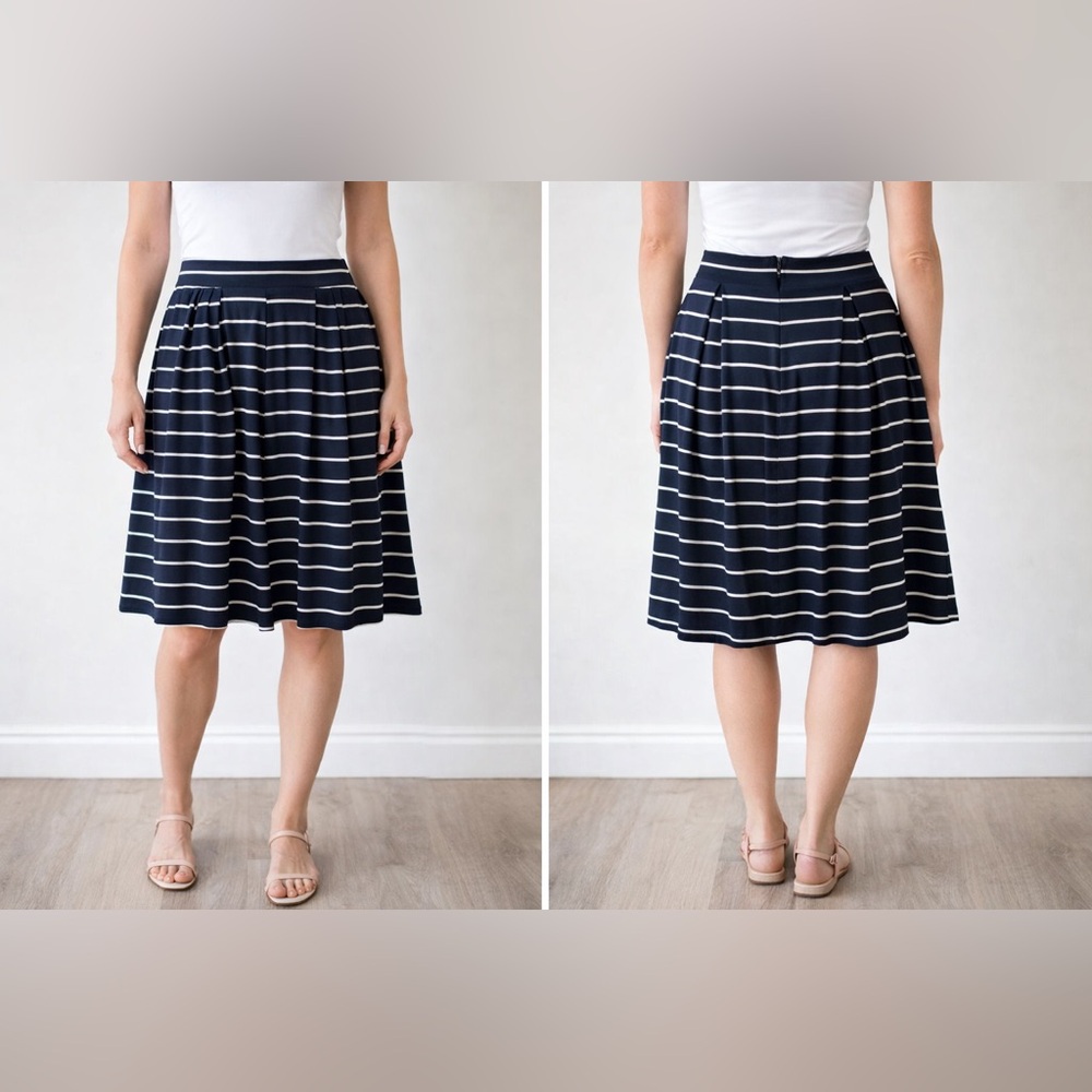 Cynthia Rowley Striped Circle Skater Skirt Large Black White Preppy